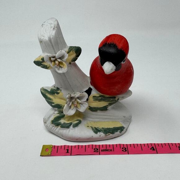 Vintage Cardinal Robin Red Bird on Blooming Branch Ceramic Statue - Picture 8 of 9